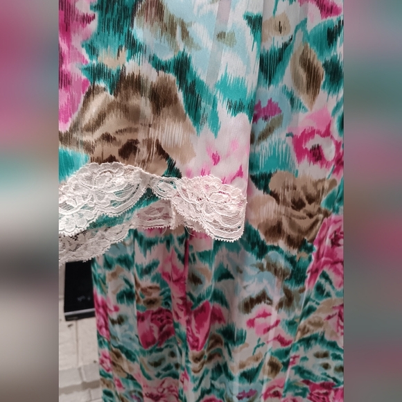 Vintage Lucie Ann Floral Peignoir Robe with Gown Lingerie Set Sz S Maxi Length - Picture 7 of 9